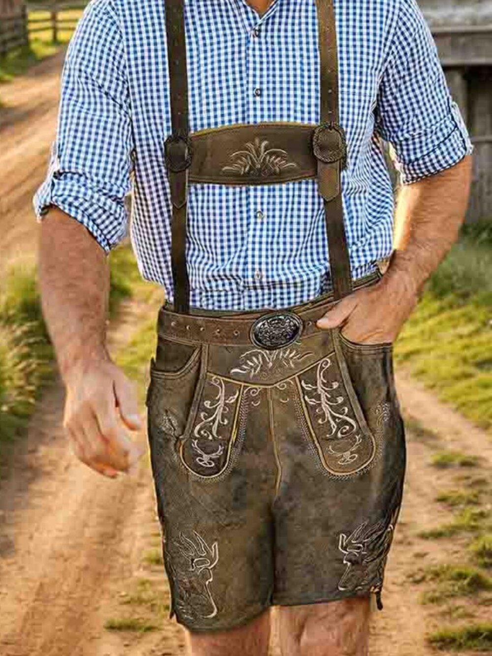 Oktoberfest Bavarian Lederhosen Short Traditional Authentic German Outfit NEW